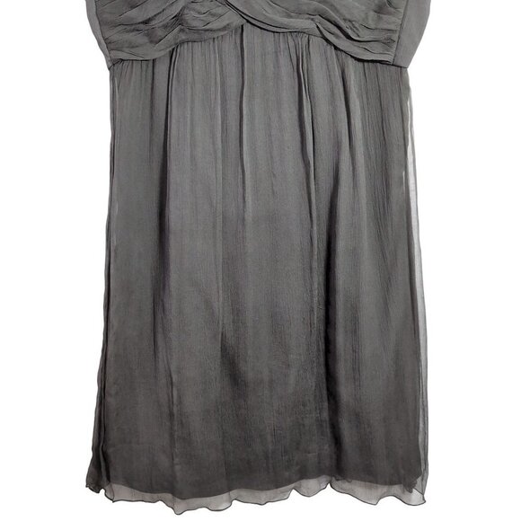Amsale Cocktail Dress Womens 12 Gray Silk Chiffon Spaghetti Strap Knee Length - Picture 5 of 11